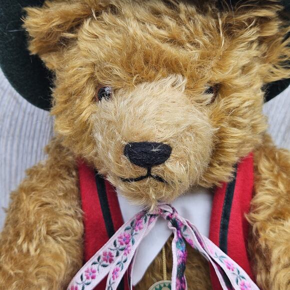 Hermann Oktoberfest Bear 75th Birthday Stuffed Jointed Musical 3030 Mohair Stein - Picture 5 of 10